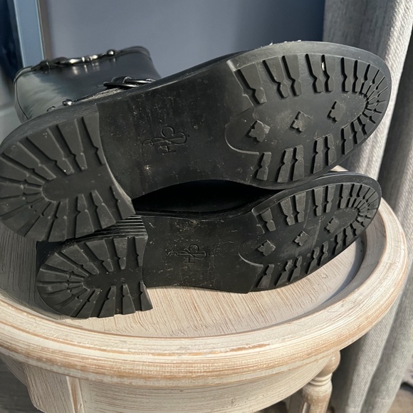 Cole Haan Black Rain Boots with Silver Buckles - Picture 3 of 3